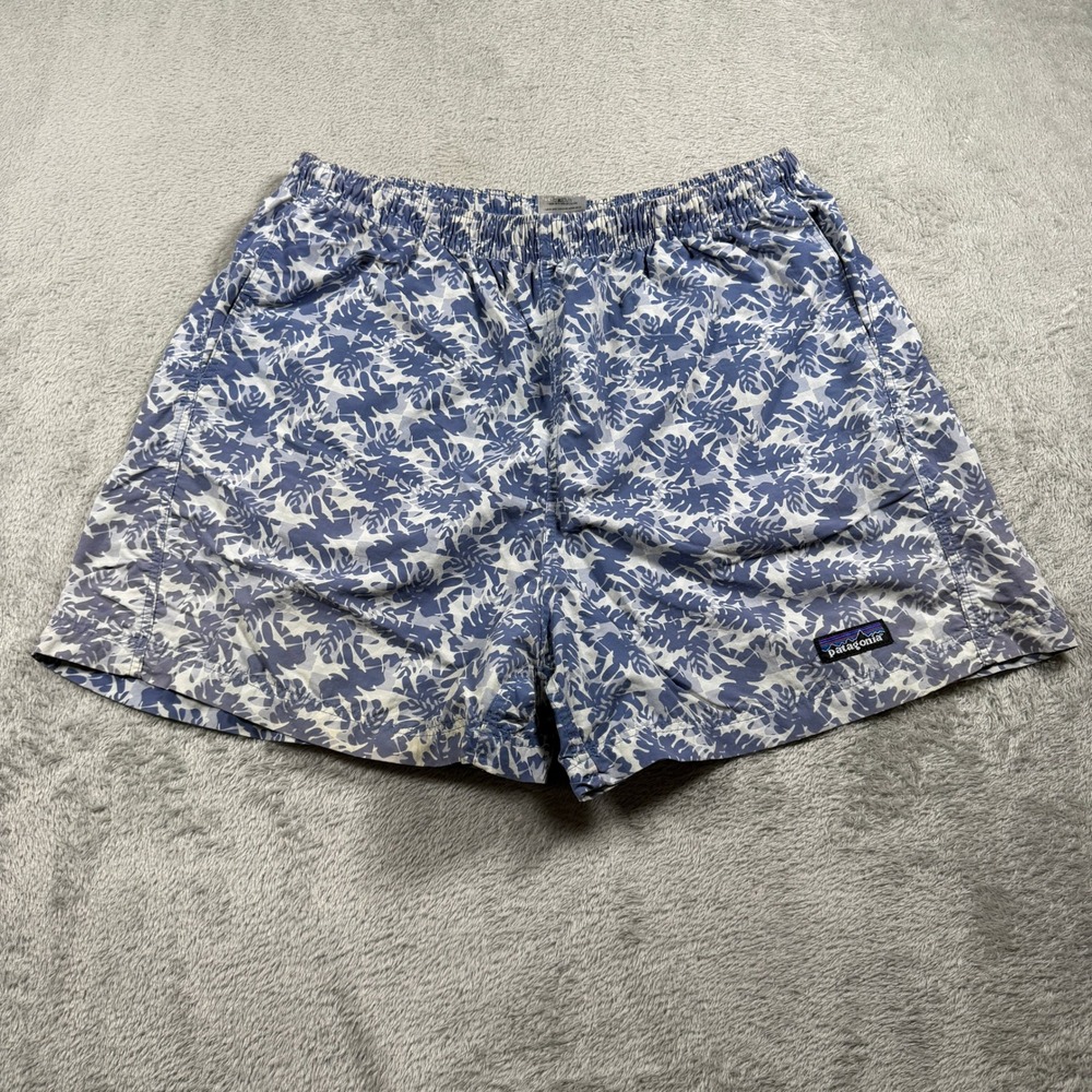 Patagonia Baggies Shorts Womens Large Blue Floral Leaf Linerless 87084